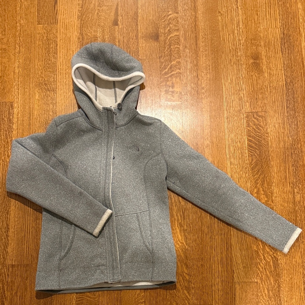 Gray Woman’s North face Hooded Jacket